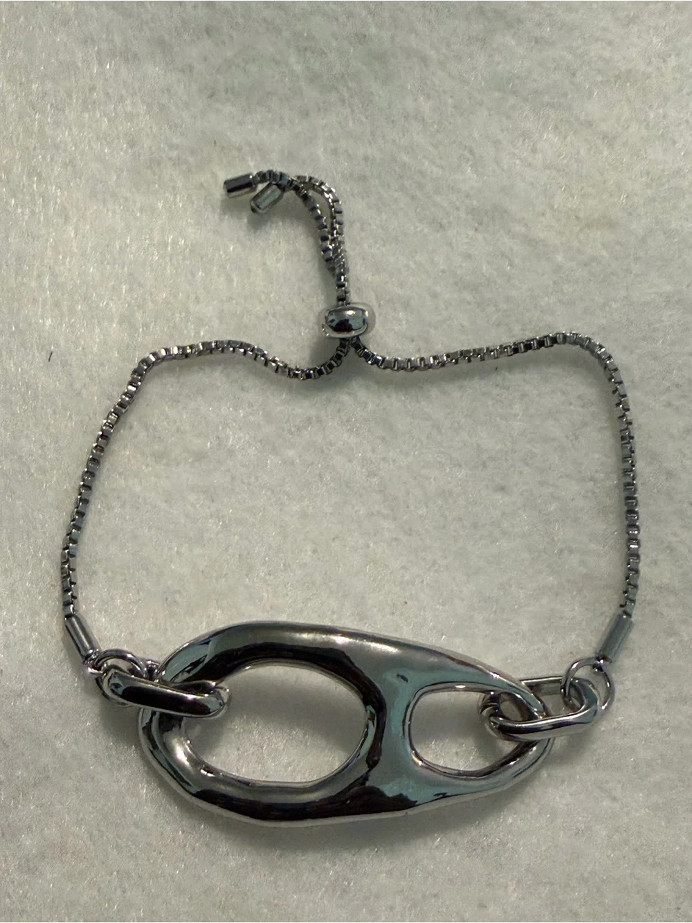 Polished Silver Chain Link Adjustable Bracelet